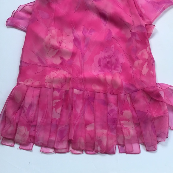 Vintage 90s Cap Sleeve Pink Midi Dress Rare Y2k Milkmaid Fairy Coquette Barbie M - Picture 12 of 17